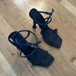 Schutz black strappy heels